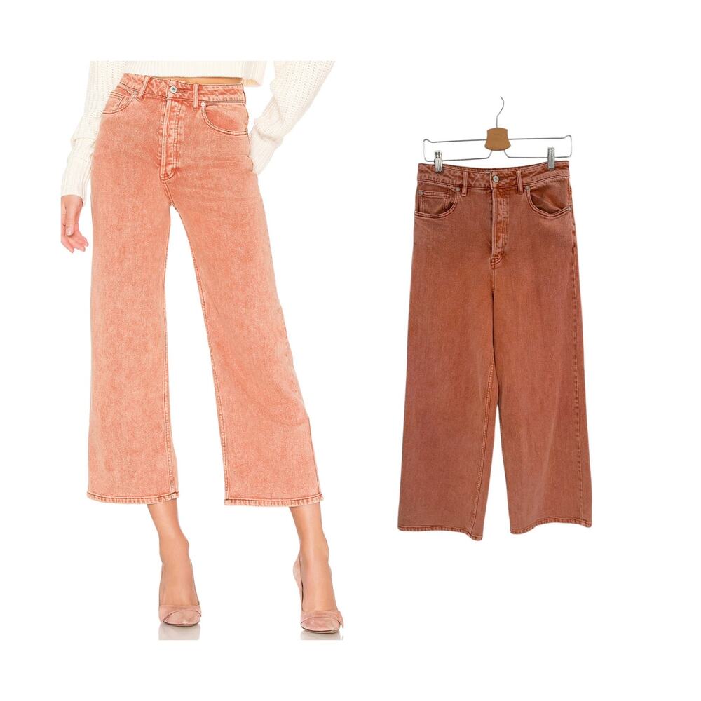 Free‎ People Wales Wide Leg Jeans Terracotta High Rise Brick Red Size 29